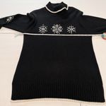 Quacker Factory Black Snowflakes Glitter Sequin Turtleneck Tunic Sweater MEDIUM Photo 6
