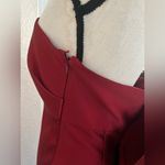 Sachin + Babi Berry Red Satin Ruffle Strapless Gown Size 10 Photo 11