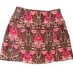 Topshop •  corduroy floral mini skirt brown pink size 6 Photo 1