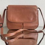 Vintage 90s Light Brown Leather Flap Classic Messenger Crossbody Bag Purse Photo 0