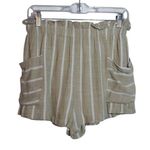 Lush Clothing Lush Striped Taupe Cream Linen Casual Shorts Beach Vacation Size Small Photo 0