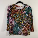 Perry Ellis Women's Multicolor Leopard Print Quarter Sleeve Top Photo 0