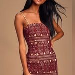 LULU’S Adara Burgundy Crochet Lace Mini Dress NWT Size Medium Red Photo 2