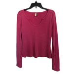 Anthropologie Pilcro Pink Notched Waffle Knit Long Sleeve Thermal Top Size Large Photo 1