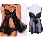 Victoria's Secret  Sexy Little Things Babydoll Lingerie Bow Black Rhinestones 34D Photo 1