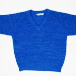 Vintage 90s Contemporary Casuals Blue Knit V Neck Sweater Photo 4