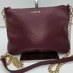 Lodis Burgundy Pebble Leather Crossbody Bag Gold Chain Strap Zip Top Purple Photo 1