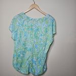 Lilly Pulitzer Duval Notch Short Sleeve Green Linen Shirt Tropical Vacation Sz M Photo 3