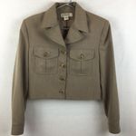 Georgiou Vintage Tan Cropped Military Structured Blazer Jacket Size 6P Photo 0