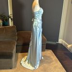 Women’s Light Blue FullLength Prom Party Dress CrissCross Straps Leg Slit Size 2 Photo 2
