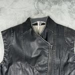 Free People  Vest Womens‎ Medium Black Faux Vegan Leather Asymmetric Moto Biker Photo 4
