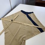 Novica Poncho Womens One Size Tan Navy Knit Asymmetrical Baby Alpaca Blend Shawl Photo 4