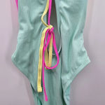 Xhilaration  Pink Yellow Blue One Piece Cutout Bathing Suit Swimwear Large Photo 5