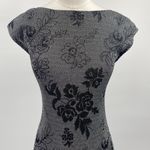 Vintage 90s All That Jazz Floral Metallic Knit Mini Dress Boatneck Silver XS Photo 2