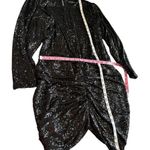 Retrofête Retrofete Flynn Sequin Ruched Tulle Long Sleeve Key Hole Mini Dress Black Large Photo 13