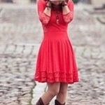 Free People  Red Lace Crochet Cut Out Fit & Flare Dress Medium Photo 1