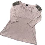 Anthropologie  Deletta Corinthian Top S Sequin Beaded Shoulder Pleated Front Photo 2