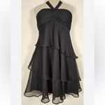 DUSK COLLECTION by Sheila Yen Black Halter Sheer Ruffled Cocktail Dress Size 4 Photo 3