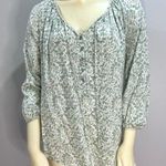 carole little linen blend sage green and white print top size small Photo 0