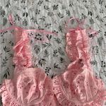 Sky to Moon Ruffle Corset Eyelet Bralette Top Sexy Cottagecore Valentines Day Pink Size M Photo 1