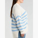 Madewell NWT  Stripe Cotton Blend Cardigan In Powder Blue Photo 3