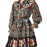 Cleobella NEW  Lotte Boho Ruffled Long Sleeve Mini Dress Geometric Retro Print S Photo 0