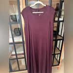 COS  burgundy dress midi maxi long volume pleated cotton jersey cap sleeve wine Photo 9