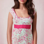 Red Camel Womens Juniors Dress Size 1 Pink White Rockabilly Ties in Back Photo 0