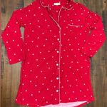 Laura Ashley  Red With Pink Hearts Button Down Pajama Nightgown Photo 0