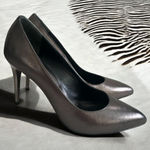 Roberto Cavalli  Just Cavalli Pewter Silver Leather Heels Size 9 / 39 Photo 0