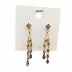 Vintage Style Gold Long Drop Earrings with Smoky Crystal – Elegant & Ornate Desi Photo 4