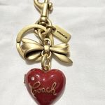 Coach Bow Heart Locket Bag Charm Keychain Photo 2