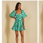 AMUR Martine Mini Dress floral Sz 6 sweetheart neck puff sleeve green Photo 1