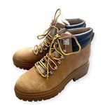 Marc Fisher LTD Nairy Lace-Up Genuine Shearling Lug Sole Bootie Tan, Size 7 NEW Photo 9