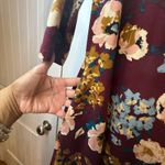 Lildy Printed V Neck 3/4 Sleeve Band Collar Tunic Dress Burgundy Floral SM # Brown Size undefined Photo 3