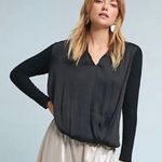 Anthropologie Dolan Saros Mixed Media Draped Blouse - Black - XS Photo 4
