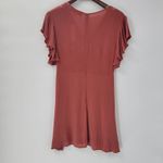 Francesca's Blue Rain Womens Dress M Orange Rust Embroidered Trim Ruffle Sleeve Boho NEW Photo 1