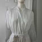 Charter Club  100% X Small White Romantic Flora Embroidered Robe Cottagecore Photo 7