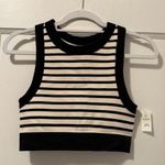 Aerie Offline by  Seamless High Neck Sports Bra Black & White striped Small NWT Photo 0
