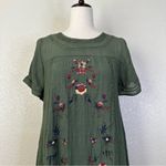 Umgee  Deep Green Floral Embroidered Mini Dress, Sz Small Photo 2