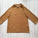 Chico's  English Toffee Brown Luxe Tie Neck Pullover Removable Neck Scarf Sweater Photo 2