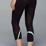 Lululemon Run Inspire Crop Leggings Black Neutral Blush Floral Athletic Pants 4 Photo 0