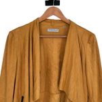 Bagatelle Sienna Brown Drape Front Faux Suede Jacket size Small Long Sleeve Soft Photo 3