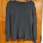Ralph Lauren Lauren Cable Knit Cotton Sweater Gray Long Sleeve Classic Crewneck Photo 0
