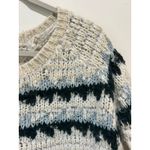 Free People  sweater size S fuzzy fair isles boxy cream ivory with blue Photo 7
