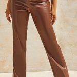 Pretty Little Thing Petite Chocolate Faux Leather Pants New With Tags  Photo 1
