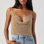 ASTR NEW The Label Mika Top Halter Cowl Neck Rainbow Metallic Open Back XL NWT Photo 0