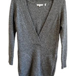 Vince Cashmere Alpaca Wool Long Sweater V-Neck Dress Charcoal Grey Extra Small Photo 0