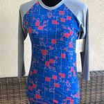 LuLaRoe Womens Top Sz XXS Randy Baseball Tee Gray Blue Red Digital Pixelated NEW Photo 5