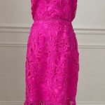 Alexia Admor  Fuschia Hot Bold Pink Trumpet Peplum Crochet Lace Sheath Dress 4 Photo 0
